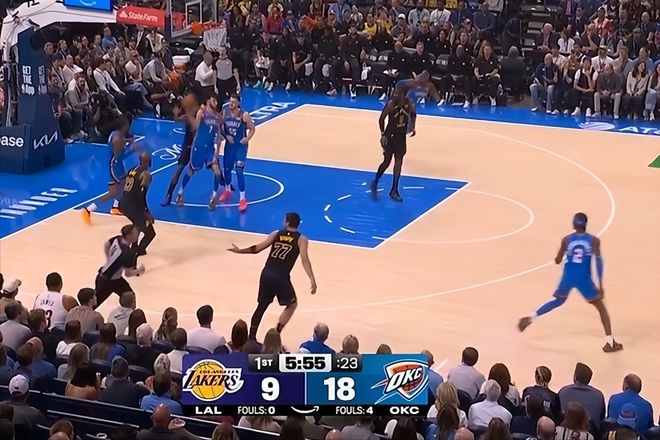 雷霆首节轰44分碾压湖人 东契奇低迷难救主